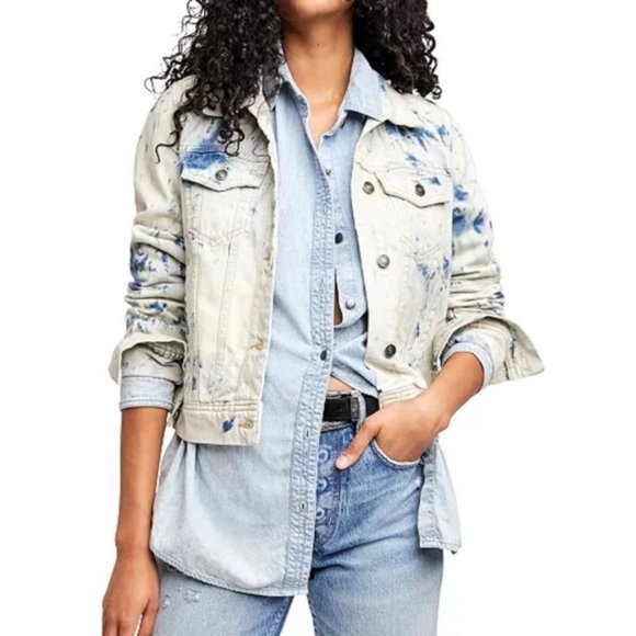 FREE PEOPLE Rumors Denim Jacket L